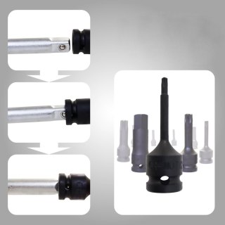 Nasadki do klucza udarowego Torx + Spline + Sześciokąt 1/2 26el.